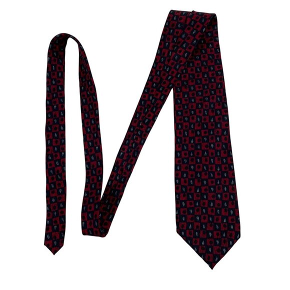 Cocktail Collection Tequila Red Black Gray Geometric 100% Silk Mens Tie Necktie - Picture 3 of 6